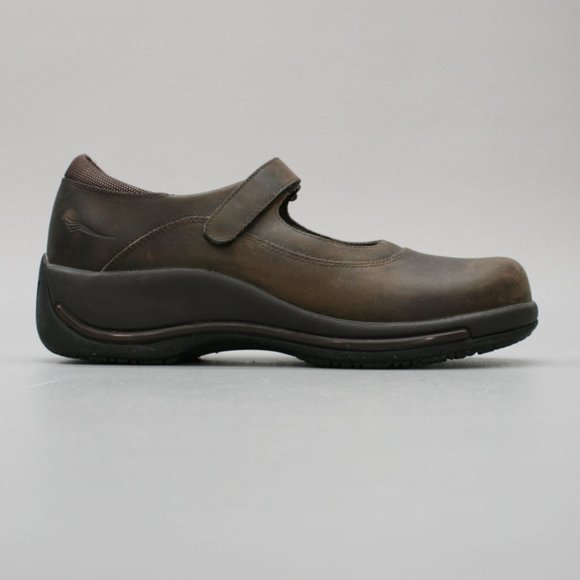 Dansko Ladies 40 (9.5-10) Mary Jane Hook Loop Strap Oiled Brown Leather Dr Clogs - Picture 4 of 12